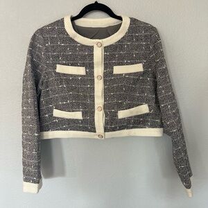 Joceection Gray White Cropped Jacket Size Small